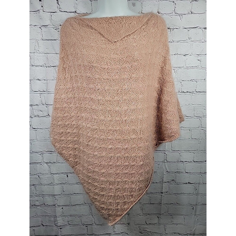 Coco + Carmen Knit Pullover Poncho Sweater One Size Dusty Pink